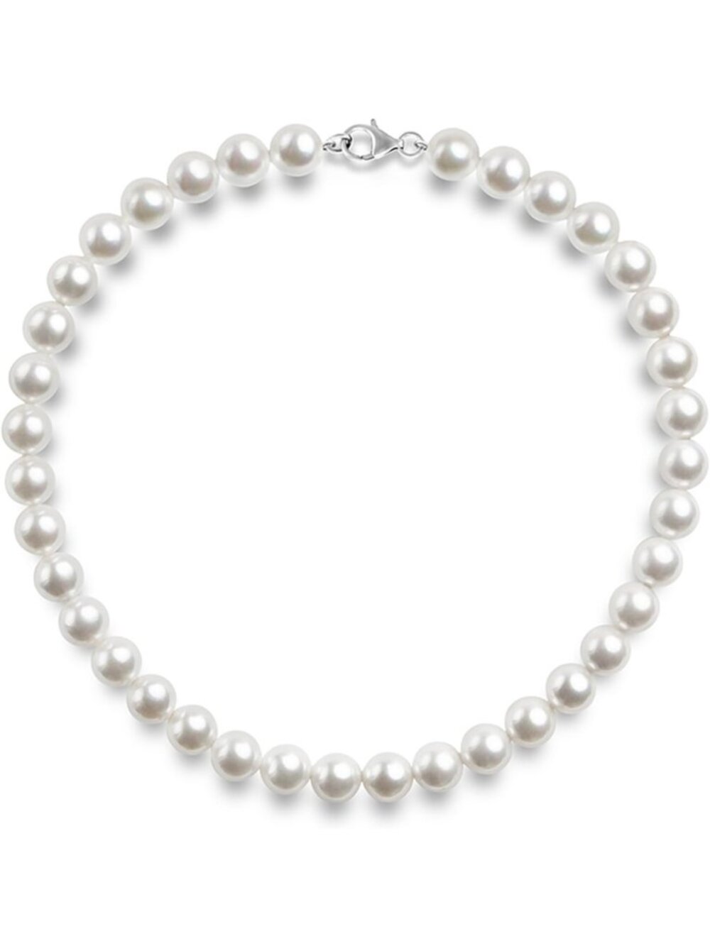 Elegant 925 Sterling Silver Simulated Shell Pearl Choker Necklace for Women